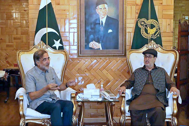 Governor Gilgit-Baltistan, Syed Mehdi Shah in a meeting with Advisor to the PM on Kashmir Affiars and Gilgit-Baltistan Qamar Zaman Kaira at Governor Secretariat