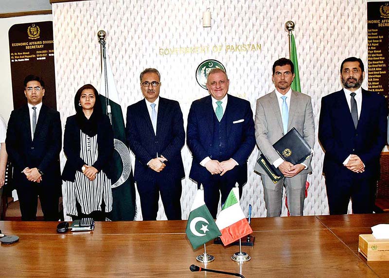 Pakistan and Italy extend Pakistan –Italian Debt Swap Agreement (PIDSA) timeline until December 2024, Andreas Ferrarese the Italian Ambassador in Pakistan and Secretary Ministry of Economic Affairs signs the Exchange of Letter at the Ministry of Economic Affairs