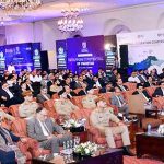 Prime Minister Muhammad Shehbaz Sharif addresses the National IT seminar. Chief of Army Staff General Syed Asim Munir attended the seminar as guest of honor