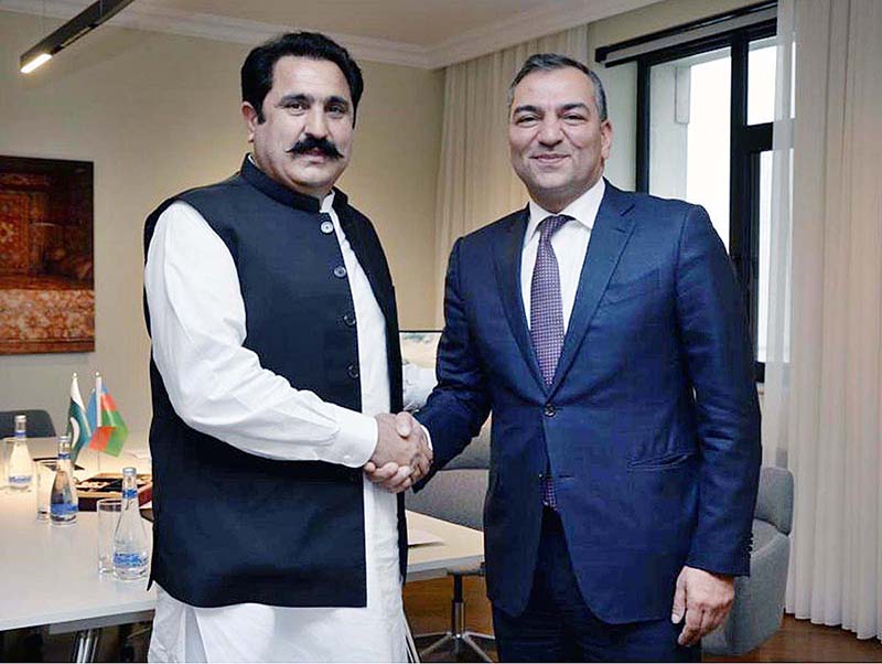 Federal Minister for Overseas Pakistanis and Human Resources Development, Sajid Hussain Turi meets with Chairman of Azerbaijan's State Tourism Agency, Fuad Naghiyev