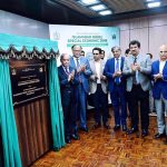 Prime Minister Muhammad Shehbaz Sharif unveiling a plaque to mark the groundbreaking of Islamabad Model Special Economic Zone