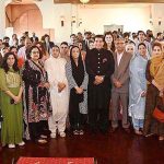 Speaker National Assembly Raja Pervez Ashraf in a group photo with participants of the closing ceremony of Roundtable of Political Parties on Women’s Manifesto 2023 organized by WPC