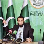 Special Assistant to the Prime Minister on Interior and Legal Affairs, Attaullah Tarar addressing a press conference