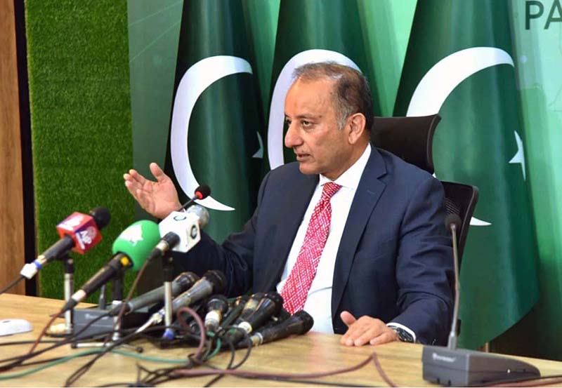 Minister of State for Petroleum, Dr. Musadik Malik addressing a press conference