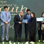 Prime Minister Muhammad Shehbaz Sharif distributes laptops among the high achievers of public sector universities of Sindh under PM's Youth Laptop Scheme 2023 at Governor House