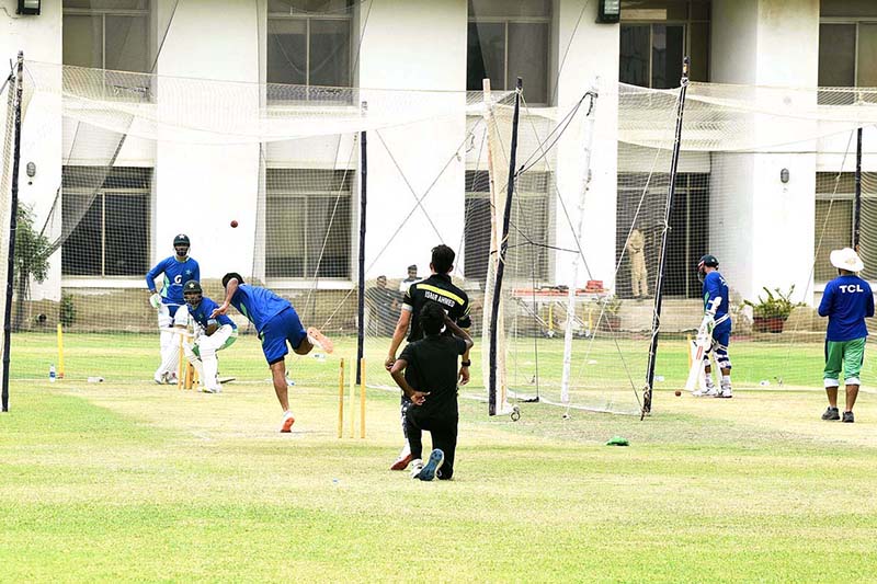 Pakistan Cricket Team Captain, Babar Azam along with others players during a practice session at the National Stadium , ahead of their tour to Sri Lanka for the two test match series