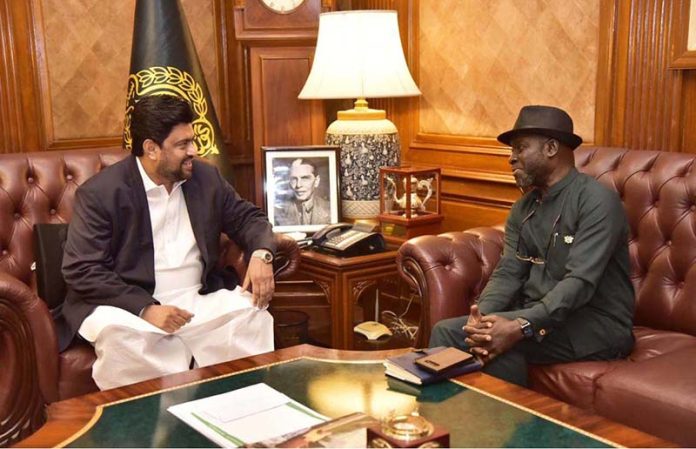 High Commissioner Ghana, Eric Owusu Boateng calls on Governor Sindh Kamran Khan Tessori at Governor House