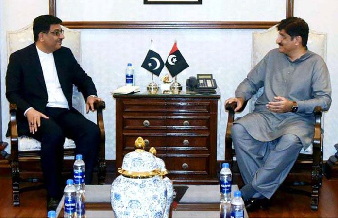 Sindh Chief Minister Syed Murad Ali Shah meets with Iranian Consul General Mr. Hassan Nourian here at CM House