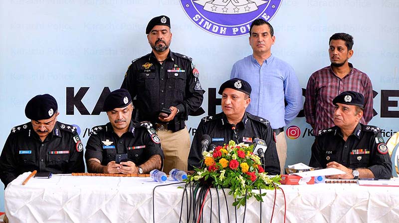 Chief of Karachi Police Jawed Alam Odho address press conference regarding security arrangements in the megalopolis in Muharram-ul-Haram