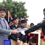 Sindh Chief Minister Syed Murad Ali Shah distributes certificates among the position holders at the 117th passing out parade at Shahid Hayat Police Training College, Saeedabad