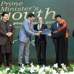 Sindh Chief Minister Murad Ali Shah distributes laptops among the high achievers of public sector universities of Sindh under PM's Youth Laptop Scheme 2023