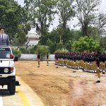 Sindh Chief Minister Syed Murad Ali Shah inspects the passing out parade at Shahid Hayat Police Training College, Saeedabad