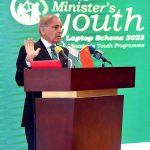 Prime Minister Muhammad Shehbaz Sharif addresses the ceremony of distribution of cheques among the fishermen of Gwadar and distribution of laptops among high-achievers of Gwadar University under Prime Minister’s Youth Laptop Scheme 2023