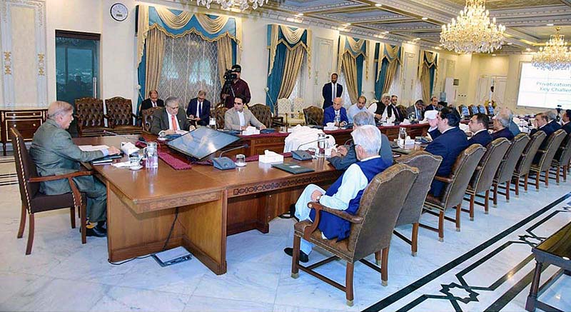 Prime Minister Muhammad Shehbaz Sharif chairs a meeting to review the progress regarding the ongoing SOE reforms