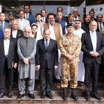 Prime Minister Muhammad Shehbaz Sharif in a group photo with COAS, Federal Ministers, Ambassadors and other dignitaries at the inauguration of the Land Information & Management System - Center of Excellence (LIMS - COE)
