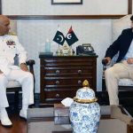 Sindh Chief Minister Syed Murad Ali Shah exchanges views with Chief of the Naval Staff Pakistan Admiral Muhammad Amjad Khan Niazi at CM House