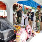 Special Assistant to the Prime Minister on Interior, Ataullah Tarar lays a floral wreath at the mausoleum of Captain Shaheed Colonel Sher Khan (Nishan-e-Haider) and offers Fateha on the occasion of his 24th Martyrdom Anniversary