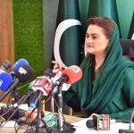 Federal Minister for Information and Broadcasting, Marriyum Aurangzeb addressing a press conference