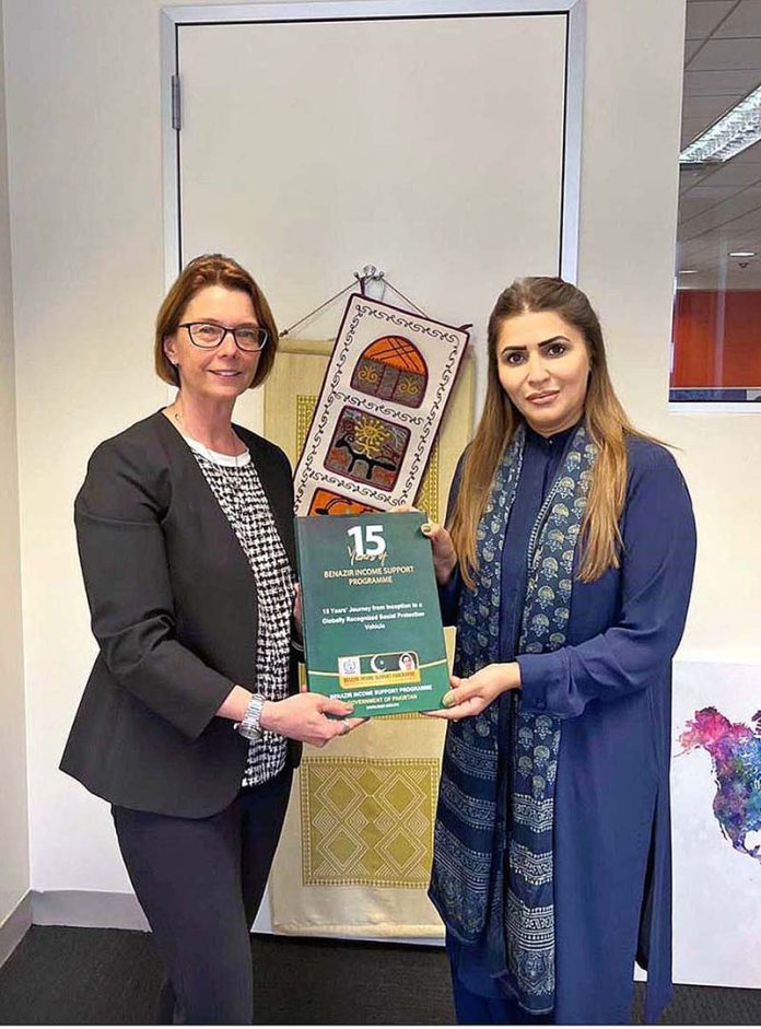 Federal Minister PA&SS and Chairperson Benazir Income Support Programme, Shazia Marri presents book titled 