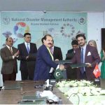 NDMA and Save the Children signs an MoU to enhance cooperation in Fields of Disaster Risk Reduction. Chairman NDMA Lt. General Inam Haider Malik witnesses the ceremony