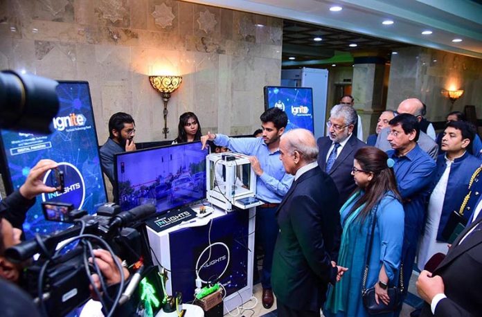 Prime Minister Muhammad Shehbaz Sharif visits different stalls set up by young entrepreneurs during 