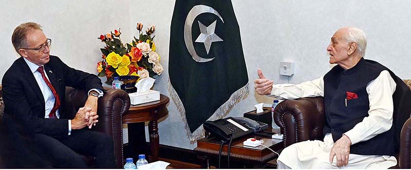 Caretaker Chief Minister Khyber Pakhtunkhwa Muhammad Azam Khan calls on by Australian High Commissioner Neil Hawkins