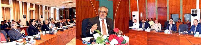 Federal Minister for Finance and Revenue Senator Mohammad Ishaq Dar chairs the meeting of the Cabinet Committee on Inter-Governmental Commercial Transactions (CCoIGCT).