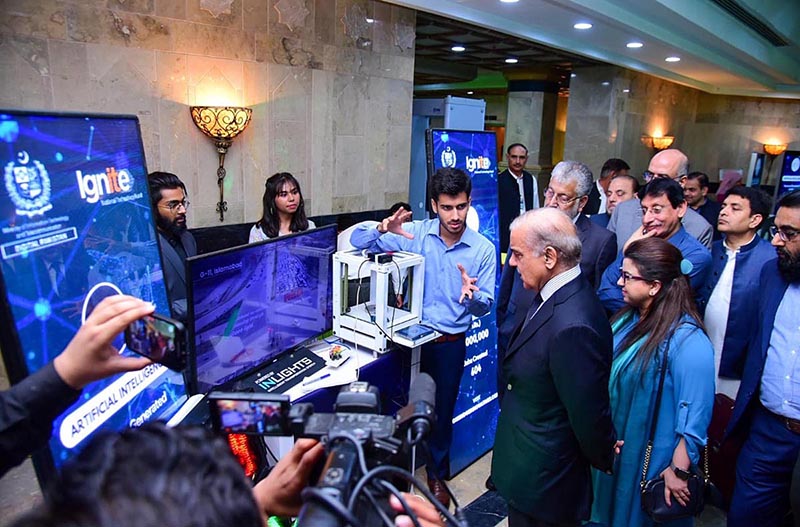 Prime Minister Muhammad Shehbaz Sharif visits different stalls set up by young entrepreneurs during "Investor's Connect & Networking" event