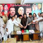 PPP’s Quetta General Secretary Rozi Khan, Secretary Information Sarbuland Khan Jogaizai cutting cake on birthday of Ex, President of Pakistan Asif Ali Zardari