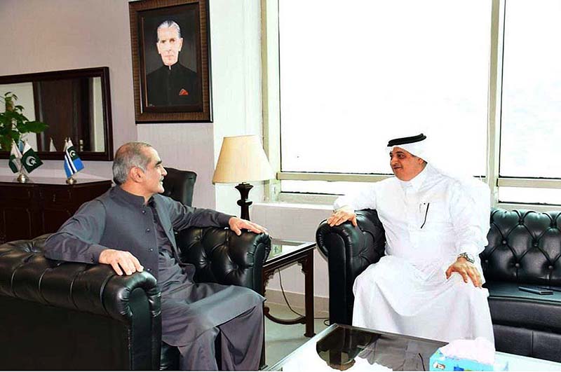 Ambassador of Kingdom of Saudi Arabia to Pakistan, Nawaf Bin Said Al -Malki call on Federal Minister for Aviation and Railways, Khawaja Saad Rafique at Ministry of Aviation