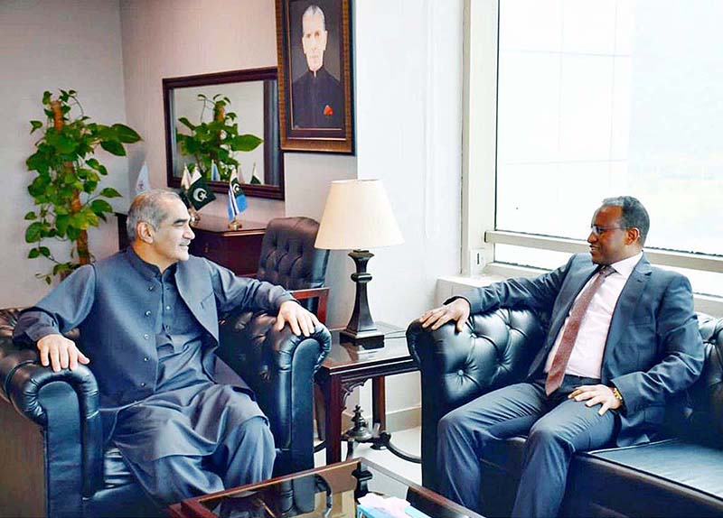Ambassador of Ethiopia to Pakistan, Jemal Beker Abdula calls on Federal Minister for Aviation and Railways, Khawaja Saad Rafique at Ministry of Aviation