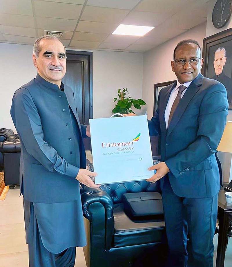 Ambassador of Ethiopia to Pakistan, Jemal Beker Abdula calls on Federal Minister for Aviation and Railways, Khawaja Saad Rafique at Ministry of Aviation