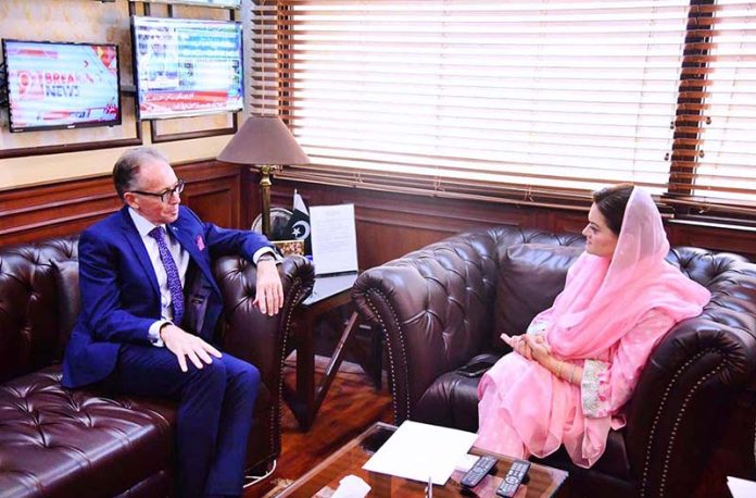 Ambassador of Australia, Neil Hawkins, call on Federal Minister for Information and Broadcasting, Marriyum Aurangzeb