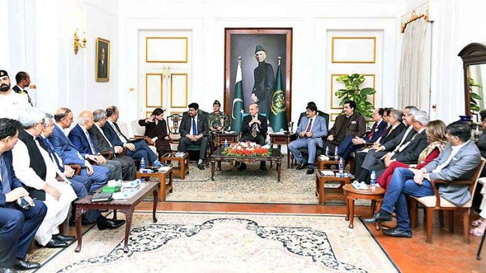 Prime Minister Muhammad Shehbaz Sharif meeting with a delegation of Pakistan Business Council