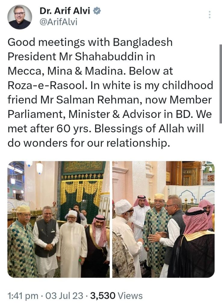 President says he held good meetings with his Bangladeshi counterpart