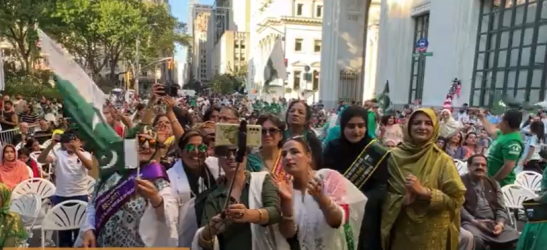 Pakistanis in New York City hold a colourful parade to celebrate Independence day