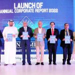 Caretaker Federal Minister for Planning and Development Muhammad Sami Saeed in a group photo during the launch of Annual Corporate Report 2022 of NDRMF project "Optimizing Impact-Investing in Resilient and Adaptive Future of Pakistan