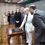 Prime Minister Muhammad Shehbaz Sharif launching the website and app “Pakistan Code''