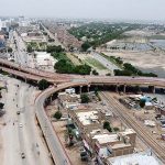 A beautiful aerial view of flyover at Latifabad