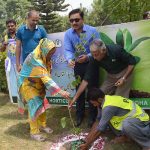 President Nazriya-e-Pakistan Trust Forum, Dr. Haroon-ul-Rasheed Tabassum and Principal Khabib Girls School and College Madam Sarwat Ansar sapling plant at Khabib Girls School and College Ground during tree plantation campaign