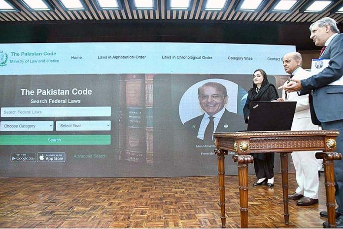Prime Minister Muhammad Shehbaz Sharif launching the website and app “Pakistan Code'' Prime Minister Muhammad Shehbaz Sharif launching the website and app “Pakistan Code''