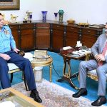 Chief of Air Staff Air Chief Marshal Zaheer Ahmed Babar Sidhu calls on caretaker Prime Minister Anwaar-ul-Haq Kakar