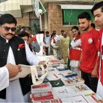 Chairman Pakistan Red Crescent Society Sardar Shahid Ahmed Laghari visiting stalls during an event organized on the occasion of 77th Independence Day celebration