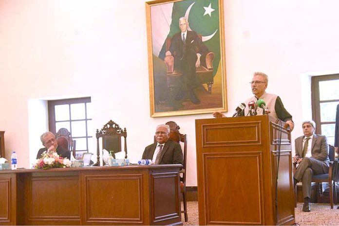 President Dr. Arif Alvi addressing Graduation Ceremony of NMC at National School of Public Policy