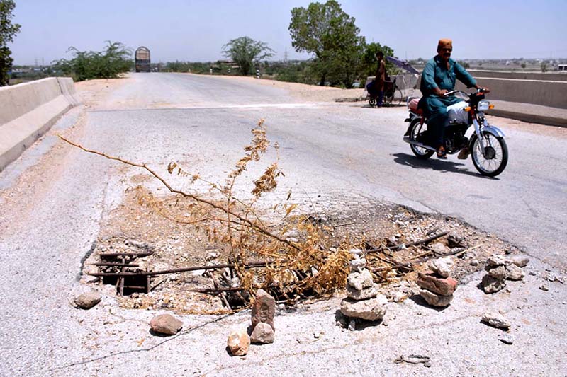 A view of damaged bridge on Bypass Road near Otha Chowk may cause any mishap and needs the attention of concerned authorities
