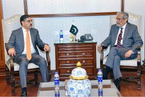 Caretaker Chief Minister of Sindh Maqbool Baqar called on caretaker Prime Minister Anwaar-ul-Haq Kakar
