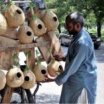 A vendor displays man hand-made nests at his roadside setup