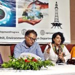 Punjab Green Development Program, Project Director Samia Saleem and Deputy Director Dr. Asim Rehman answering the questions of the audience in the public hearing held on the content of the 2023 Environmental Report of Punjab