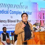Chairman Pakistan People's Party and Foreign Minister Bilawal Bhutto Zardari addressing at the inaugural ceremony of Sindh Institute of Urology and Transplantation (SIUT) Medical Complex Sukkur