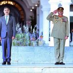 Caretaker Prime Minister Anwaar-ul-Haq Kakar being presented Guard of Honor at Prime Minister's House